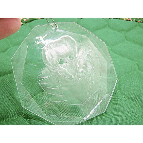 Vintage Etched Acrylic Christmas Ornament Deer Life Holiday Treasures Collector - Picture 2 of 8